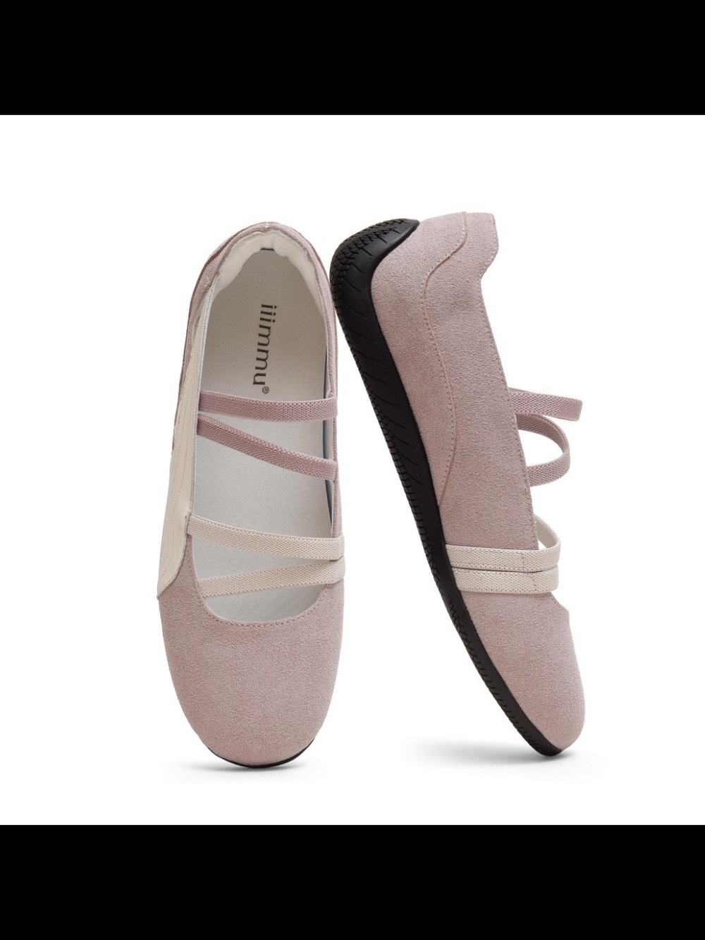 Fashion Sneakers Sz 7 Ballerina Flats Elastic Straps Casual Walking Lightweight